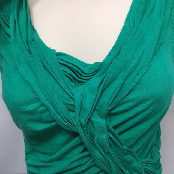 ANTHROPOLOGIE GREEN SLEEVELESS FRONT TWIST BUTTERFLY TOP - Picture 3 of 8